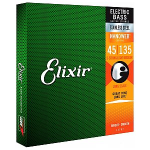 Struny Elixir 14782 45-135 Light/Medium – do gitary basowej 1/3