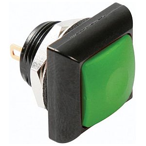 PRZYCISK MINI SQUARE METAL PUSH BUTTON WITH GREEN BUTTON 1P SPST OFF-(ON) 1/2