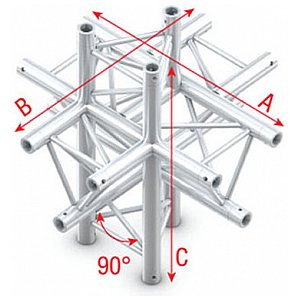 Milos Deco-22 Triangle truss - Łącznik trisystemu ACM61 - 90° 6-kierunkowy 1/1