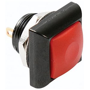 PRZYCISK MINI SQUARE METAL PUSH BUTTON WITH RED BUTTON 1P SPST OFF-(ON) 1/2