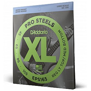 D'Addario EPS165 ProSteels Struny do gitary basowej, Custom Light, 45-105, Long Scale 1/3