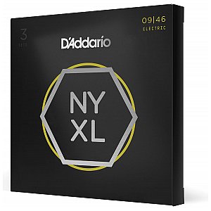 D'Addario NYXL0946-P Nickel Wound Struny do gitary elektrycznej, Super Light Top / Regular Bottom, 9-46, 3 kpl 1/4
