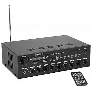 OMNITRONIC CPZ-60P PA Wzmacniacz miksujący 60W 100V / 4-16ohm 4 strefowy z MP3, FM, BT 1/5