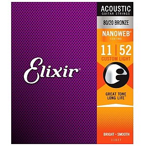 Struny Elixir 11027 NanoWeb 80/20 Bronze 11-52 Custom Light – do gitary akustycznej 1/1