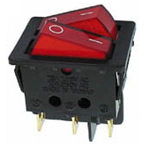 Włącznik tablicowy kołyskowy POWER ROCKER SWITCH 10A-250V DPST ON-OFF - WITH RED NEON LIGHT 1/2