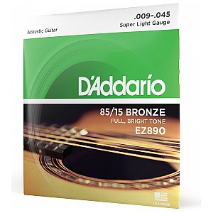 D'Addario EZ890 85/15 Bronze Struny do gitary akustycznej, Super Light, 9-45 1/4