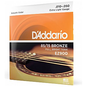 D'Addario EZ900 85/15 Bronze Struny do gitary akustycznej, Extra Light, 10-50 1/4