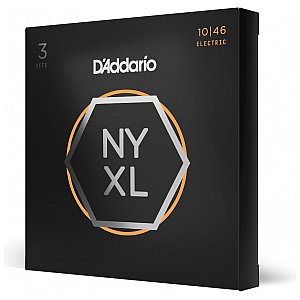 D'Addario NYXL1046-3P Nickel Wound Struny do gitary elektrycznej, Regular Light, 10-46, 3 kpl 1/3