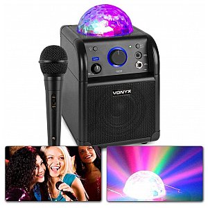 VONYX Głośnik karaoke kula LED SBS50B BT czarny 1/9