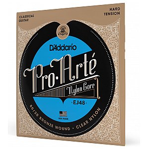 D'Addario EJ48 80/20 Bronze Pro-Arte Nylon Struny do gitary klasycznej, Hard Tension 1/3