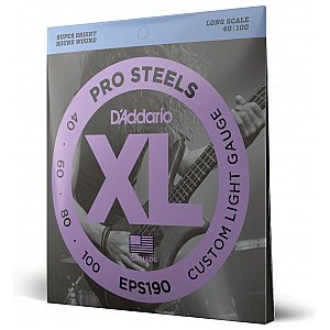 D'Addario EPS190 ProSteels Struny do gitary basowej, Custom Light, 40-100, Long Scale 1/3