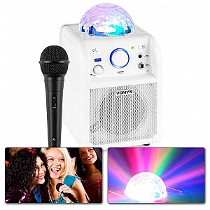 Zestaw: kolumna karaoke z mikrofonem, bluetooth i efektem świetlnym VONYX SBS50W 1/9