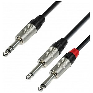 Adam Hall Cables 4 Star Series - Audio Cable REAN 6.3 mm Jack stereo / 2 x 6.3 Jack mono 3.0 m przewód audio 1/2