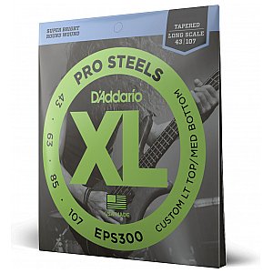 D'Addario EPS300 ProSteels Struny do gitary basowej, Custom Light, 43-107, Long Scale 1/3