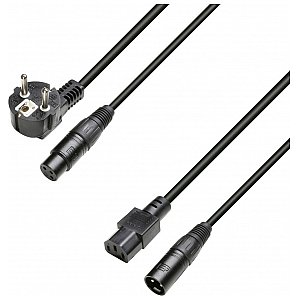 Adam Hall 8101 PSAX 0500 - Power and Audio Cable CEE7/7 & XLR female to C13 & XLR male 3x1.5mm² 5m 1/1