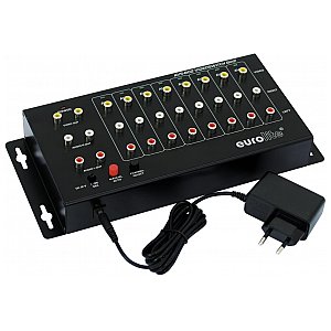 EUROLITE AVS-802 Video switch 8in2, 8-krotny przełącznik AV do dwóch TV 1/2