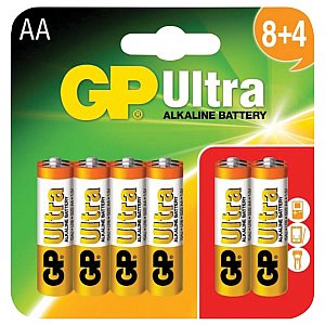 GP Baterie alkaliczne AA GP Ultra Alkaline (8+4)szt 1/2