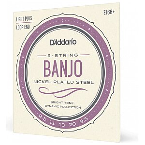 D'Addario EJ60+5-strunowe Struny do banjo, Nickel, Light Plus, 9.5-20 1/4