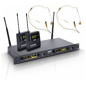 LD Systems WIN 42 BPHH 2 - Wireless Microphone System with 2 x Belt Pack and 2 x Headset skin-coloured 1/4