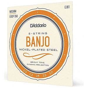 D'Addario EJ615-strunowe Struny do banjo, Nickel, Medium 10-23 1/4