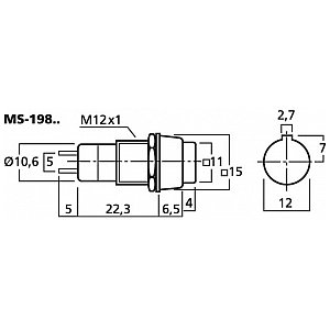 MONACOR MS-198/SW Przełącznik wciskany, czarny 1/1