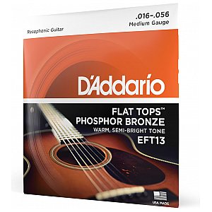 D'Addario EFT13 Flat Tops Phosphor Bronze Struny do gitary akustycznej, gitara rezofoniczna, 16-56 1/4