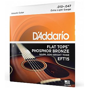 D'Addario EFT15 Flat Tops Phosphor Bronze Struny do gitary akustycznej, Extra Light, 10-47 1/4