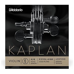 D'Addario Kaplan Gold-Plated Loop End Pojedyncza struna do skrzypiec E String, 4/4 Medium Tension 1/1