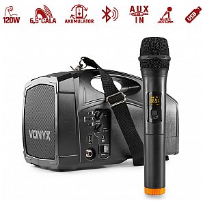 Mobilny zestaw nagłośnieniowy PA Vonyx ST014 z bezprzewodowym mikrofonem ręcznym 1/9