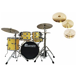 DIMAVERY Set perkusyjny z talerzami: DS-620 yellow + DB Cymbals 1/1