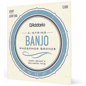 D'Addario EJ69 5-String Struny do banjo, Phosphor Bronze, Light, 9-20 1/4