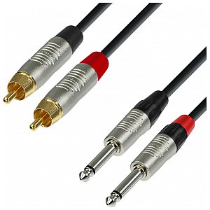 Adam Hall Cables 4 Star Series - Audio Cable REAN 2 x RCA męski / 2 x 6.3 mm Jack mono 0.3 m przewód audio 1/2