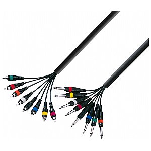 Adam Hall K3 L8 PC 0300 - Multicore Cable 8 x 6.3 mm Jack mono to 8 x RCA male 3 m przewód multicore 1/1