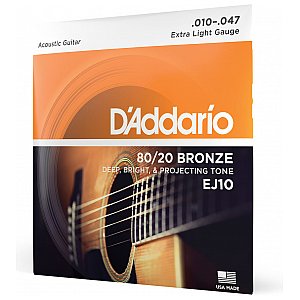 D'Addario EJ10 Bronze Struny do gitary akustycznej, Extra Light, 10-47 1/4