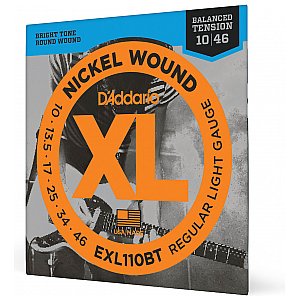 D'Addario EXL110BT Nickel Wound Struny do gitary elektrycznej, Balanced Tension Regular Light, 10-46 1/4