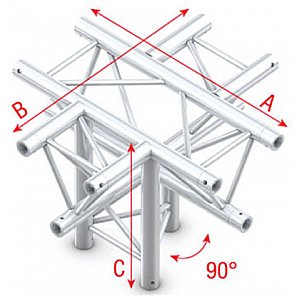 Milos Deco-22 Triangle truss - Łącznik trisystemu ACM53 - 90° - 5-kierunkowy 1/1