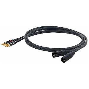 PROEL CHLP330LU3 Nowy zmontowany kabel „STEREO” z 2 wtyczkami YONGSHENG RCA - 2 x wtyk męski YONGSHENG 3P XLR, czarna obudowa i złocone złącza. Długość: 3 m. Dostępny kolor: czarny Inne dostępne długości: patrz specyfikacja techniczna 1/1