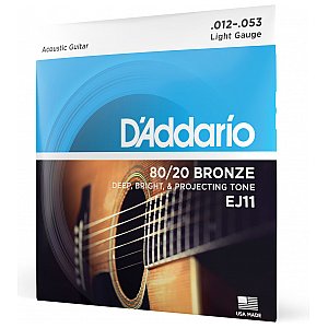 D'Addario EJ11 80/20 Bronze Struny do gitary akustycznej, Light, 12-53 1/4