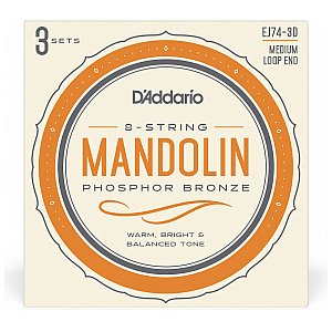 D'Addario EJ74-3D Struny do mandoliny, Phosphor Bronze, Medium, 11-40, 3 kpl 1/2