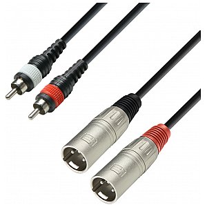 Adam Hall K3 TMC 0100 - Formowany kabel audio 2 x męski RCA na 2 x męski XLR, 1 m 1/1