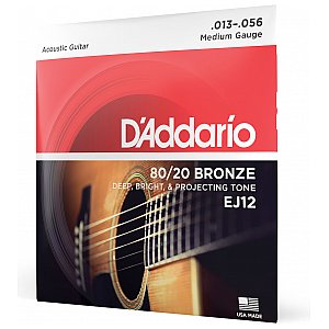 D'Addario EJ12 80/12 Bronze Struny do gitary akustycznej, Medium, 13-56 1/4