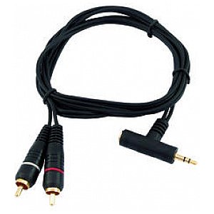 Omnitronic Cable 3.5mm T-jack plug stereo/2xRCA 1,5m 1/4