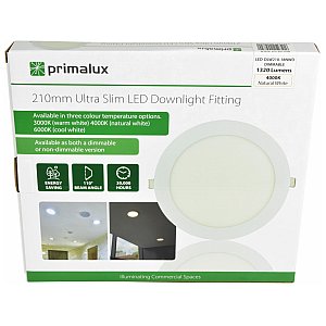 primalux LED-DLW210-18NWD Lampa sufitowa, plafon LED Downlight 210mm 18W 1320lm 4000K 1/6