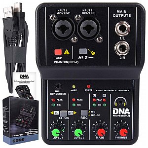 DNA MIX 2 mikser analogowy 2-kanałowy Hi-Z interfejs audio USB 1/8
