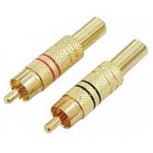 Omnitronic RCA-plug gold-plated,5.4mm, pair, red/bk 1/1