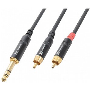 Power Dynamics Cable 6.3 Stereo- 2 RCA Male 1.5m, przejściówka Jack/RCA 1/1