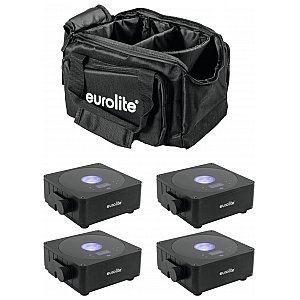 EUROLITE Zestaw reflektorów na akumulator 4x AKKU Flat Light 1 black + Soft-Bag 1/1