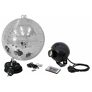 Eurolite Mirror ball set 30cm with LED RGB spot IR 1/5