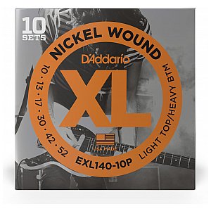 D'Addario EXL140-10P Nickel Wound Struny do gitary elektrycznej, Light Top/Heavy Bottom, 10-52, 10 kpl 1/3