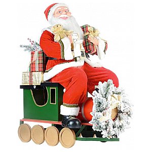 EUROPALMS Święty Mikołaj na zimowym pociągu 90cm 1/1